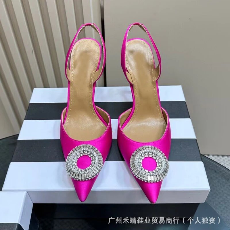 Design Crystal-Embellished Pointed-Toe Slingback Heels White - 10
