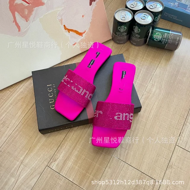 Alexander Wang Slippers Rhinestone Logo Square-Toe Slide product detail image 20