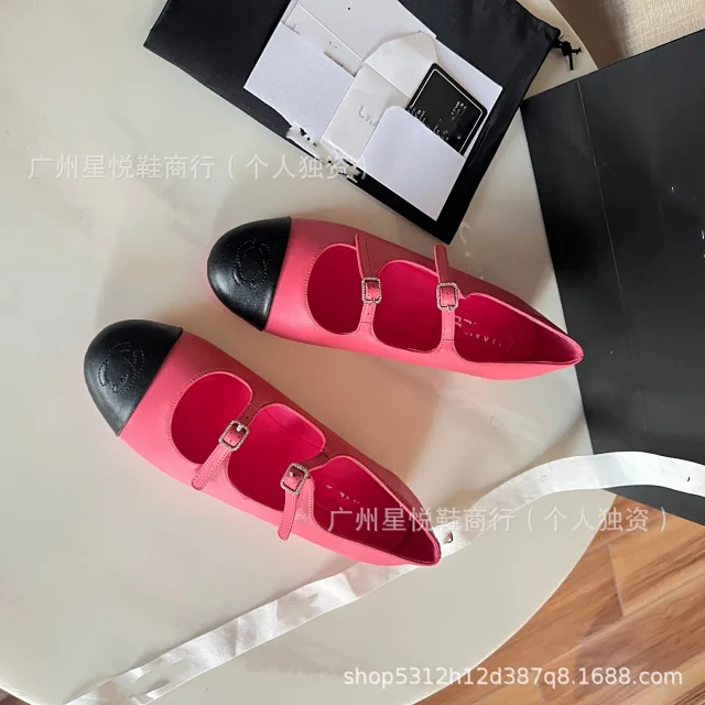 Chanel Leather Shoes Two-Strap Cap-Toe Mary Jane Flats product detail image 4