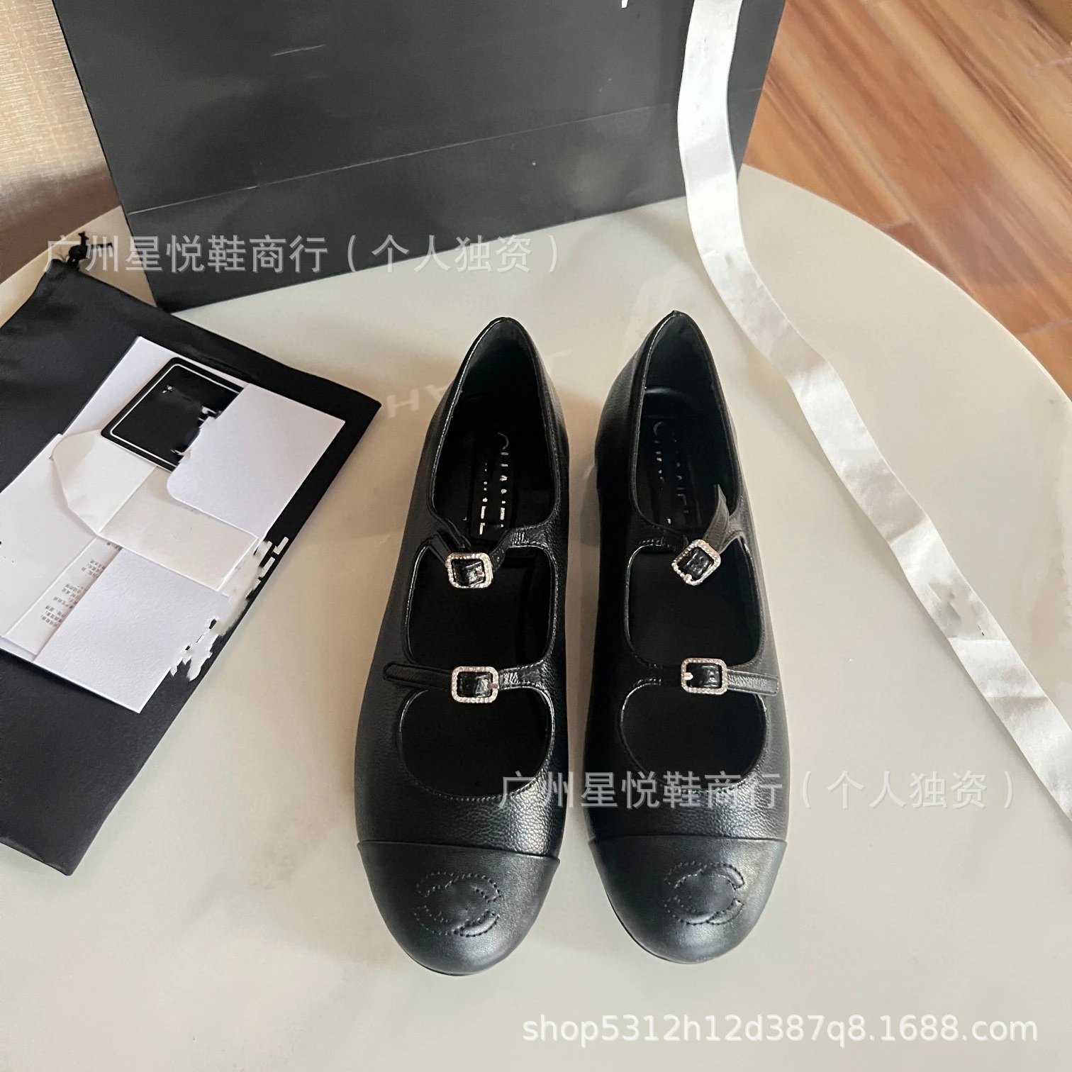 Chanel Mary Jane Flats Black Leather Shoes - 9