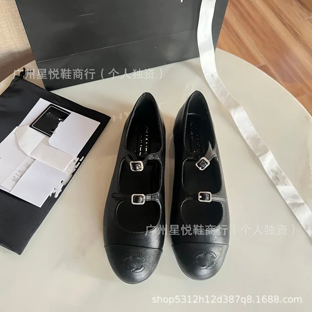 Chanel Leather Shoes Two-Strap Cap-Toe Mary Jane Flats product detail image 8