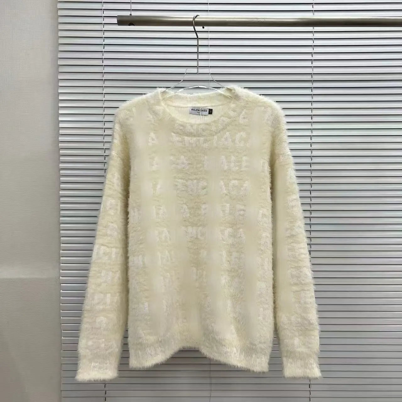Balenciaga Logo Print Knit Sweater White - 15