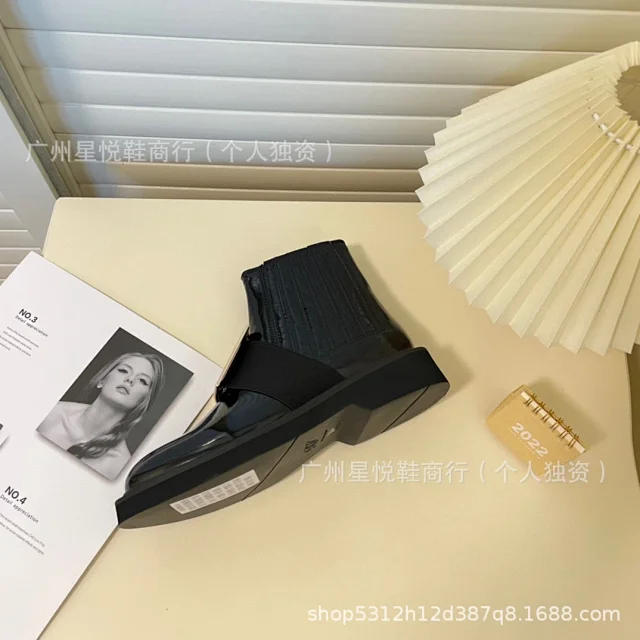 Unbranded Boots Patent Chelsea ankle with square buckle product detail image 5