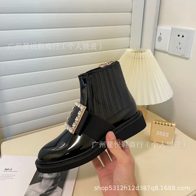 Unbranded Boots Patent Chelsea ankle with square buckle product detail image 15