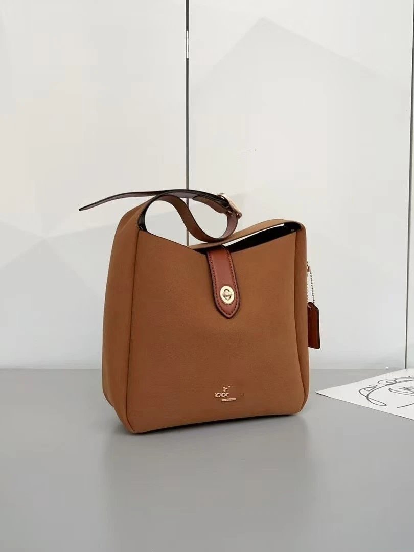 Coach Mini Turner Bucket Bag Brown Pebbled Leather Handbag - 6