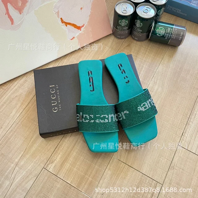 Alexander Wang Slippers Rhinestone Logo Square-Toe Slide product detail image 15