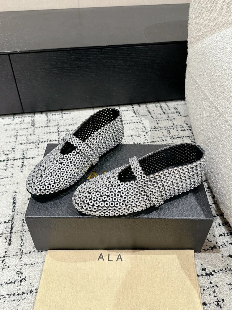 ALA Mary Jane Loafers Black Sequin Embellished Shoes - 13