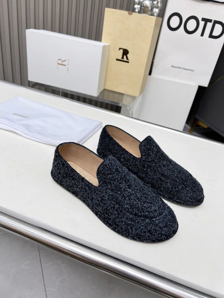 R Brand Suede Loafer Black Casual Shoes - 40