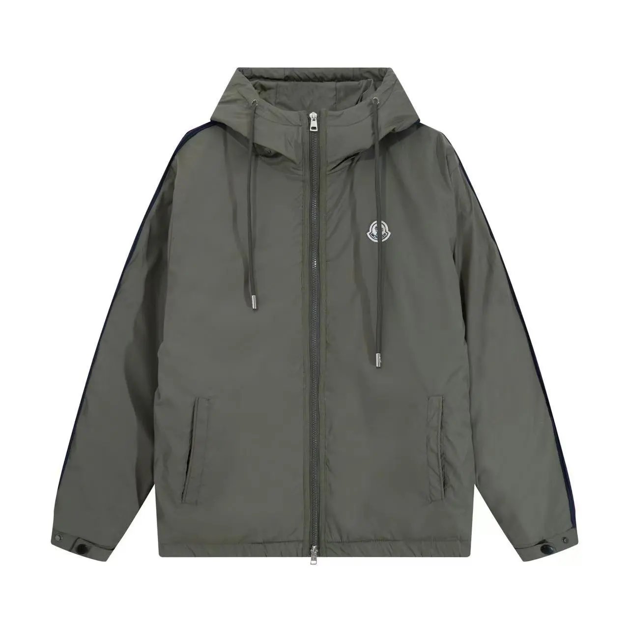Moncler Genius Windbreaker Jacket Black with Red and Blue Stripes - 4