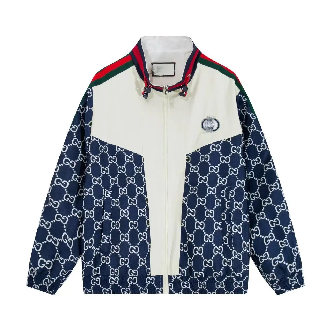 Gucci GG Monogram Windbreaker Jacket Navy and Cream - 2