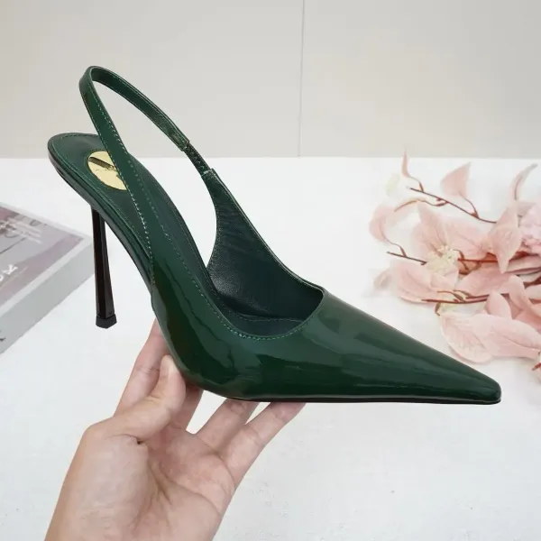 Saint Tears Pointed-Toe Slingback Heel in Emerald Green - 1