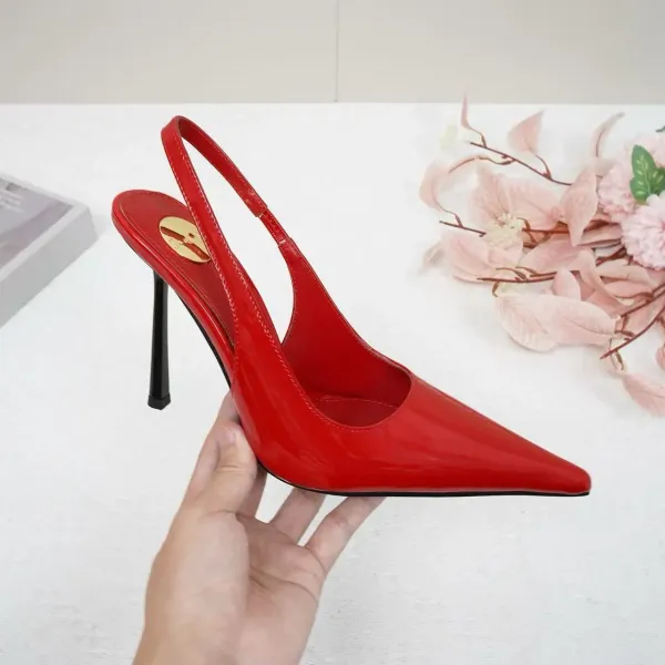 Christian Louboutin Pigalle Follies Red Patent Leather Slingback Stilettos - 1