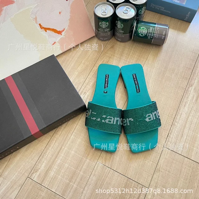 Alexander Wang Slippers Rhinestone Logo Square-Toe Slide product detail image 13