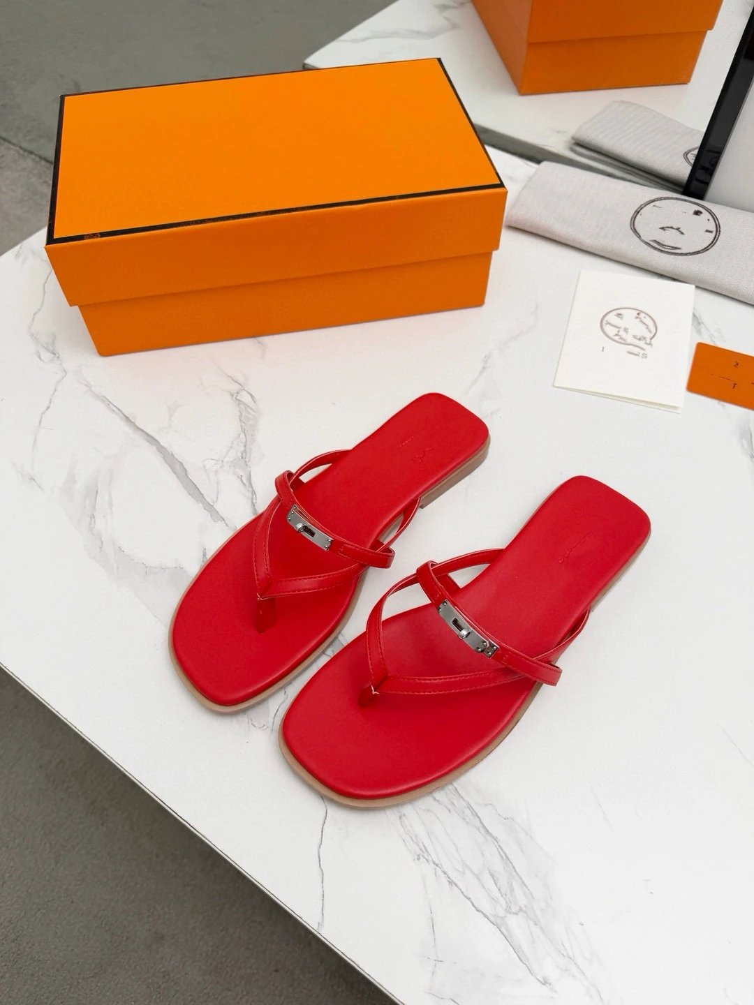 Hermès Oran Flat Sandals Emerald Green Slippers - 3