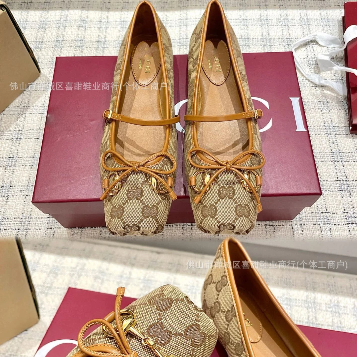 Gucci Horsebit Bow Loafers Tan Suede Flat Shoes - 5