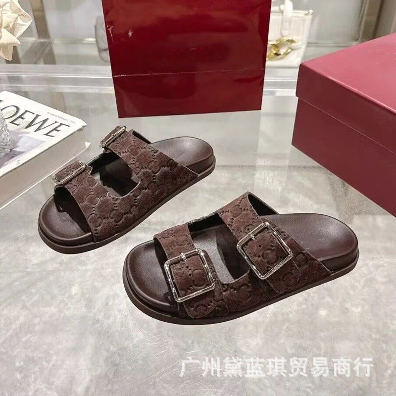 Gucci GG Marmont Slide Sandals Navy Blue Slippers - 3