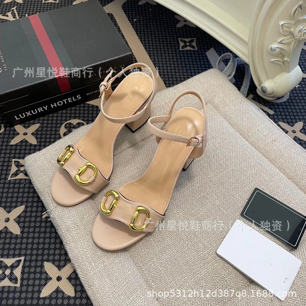 Gucci Horsebit Sandals Black Gold Block Heels - 8