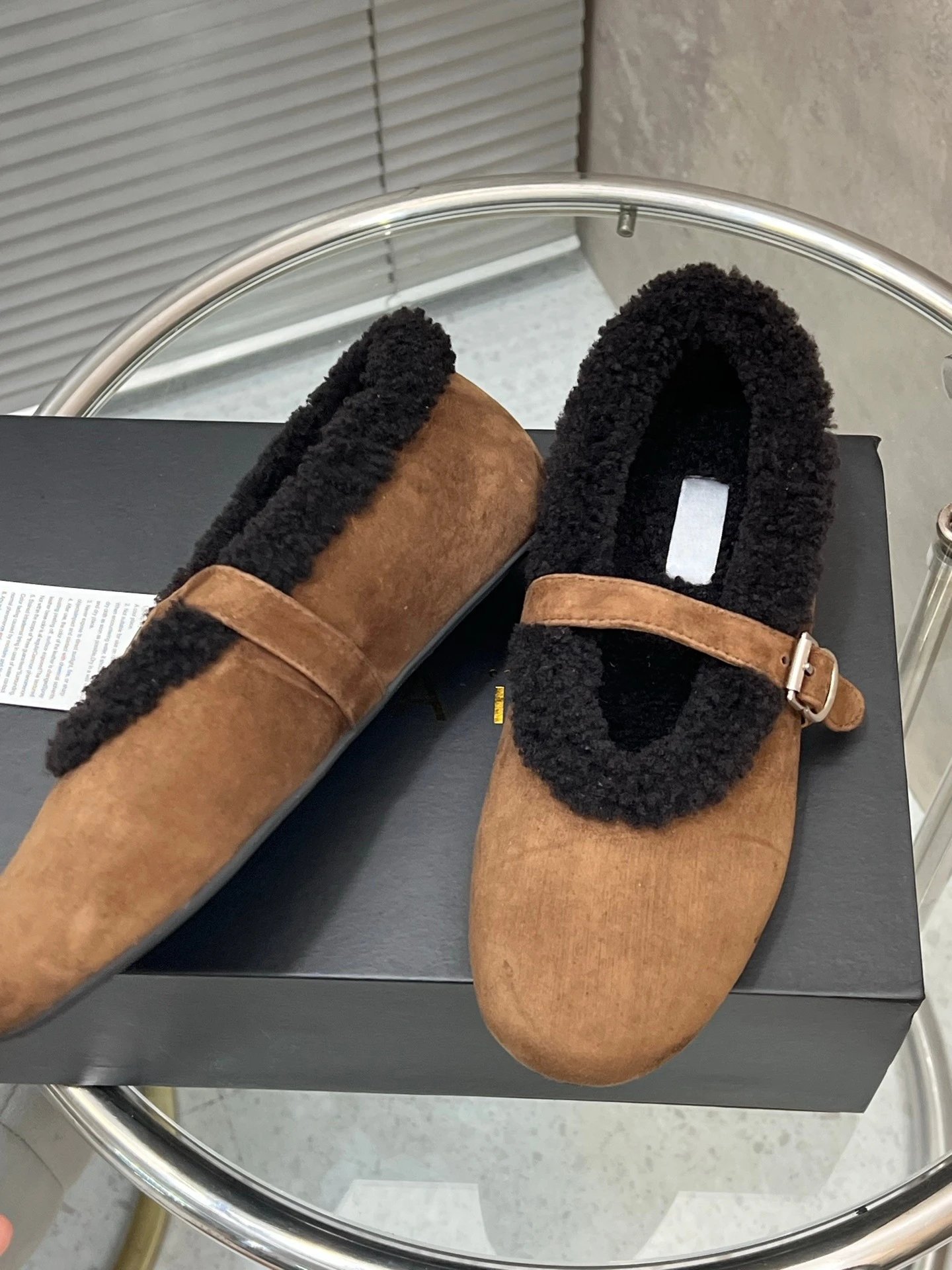 UGG Shearling-Trimmed Suede Mary Jane Loafers Beige - 5