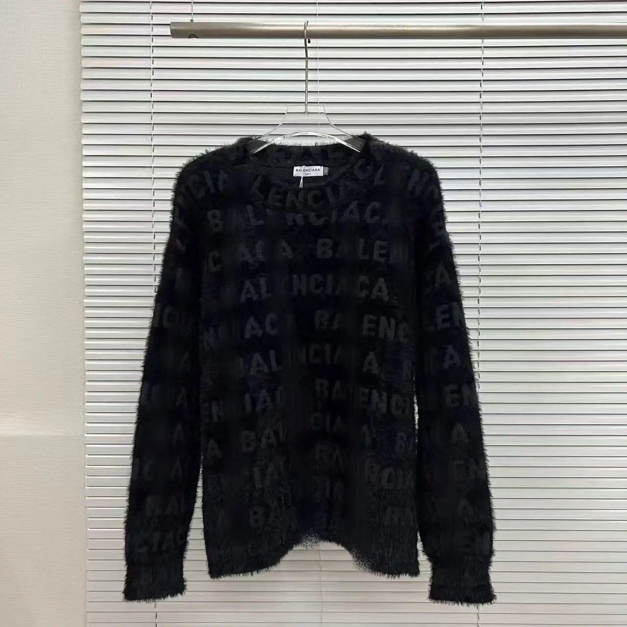 Balenciaga Logo Print Knit Sweater White - 13