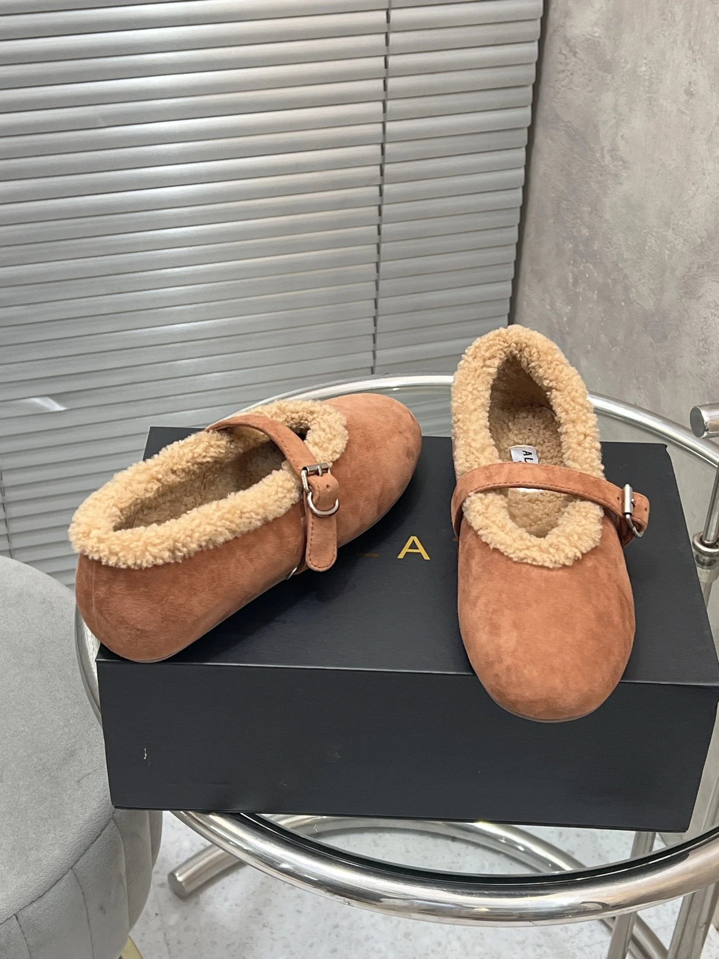UGG Shearling-Trimmed Suede Mary Jane Loafers Beige - 11