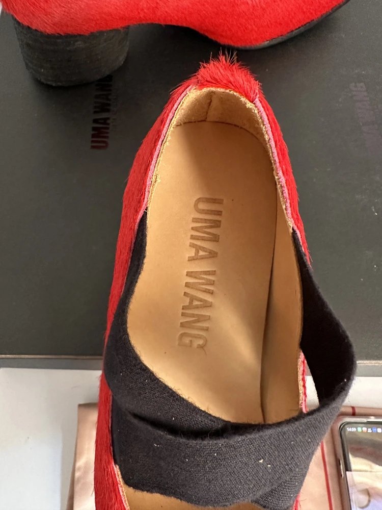 Uma Wang Square-Toe Mary Jane Block Heels Black Shoes - 23