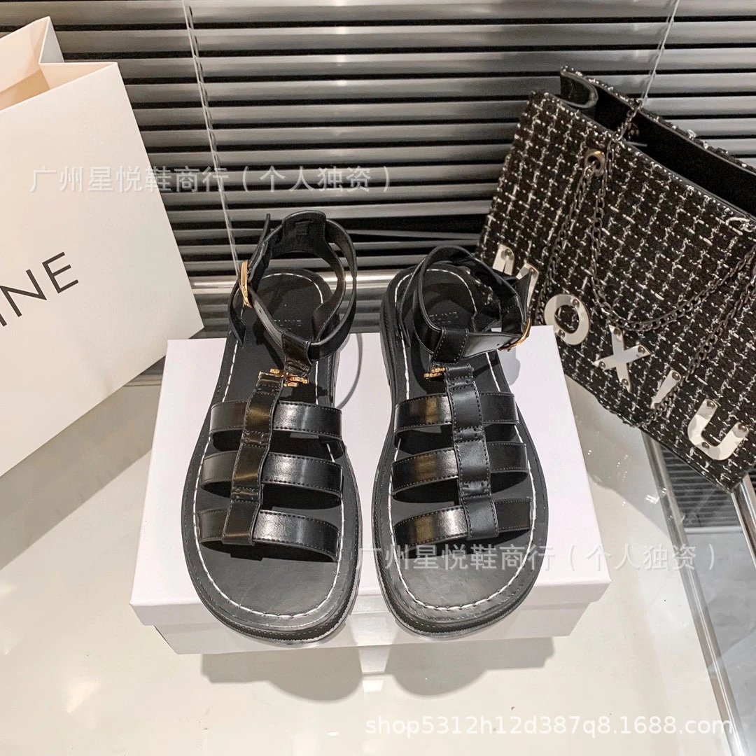 MOXIU Gladiator-Style Brown Leather Sandals - 18