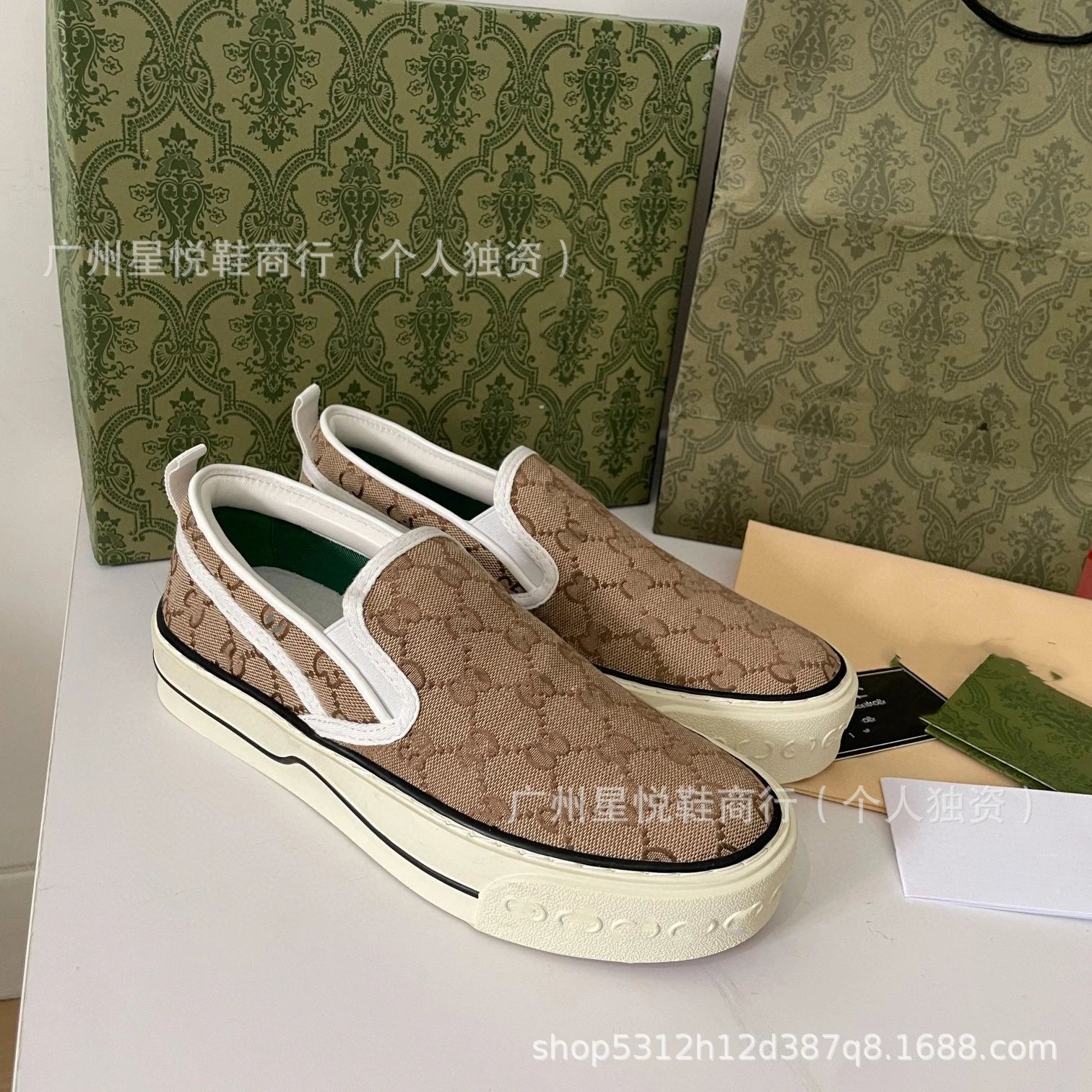 Gucci x Doraemon Slip-On Sneakers Brown Multicolor Canvas Shoes - 15
