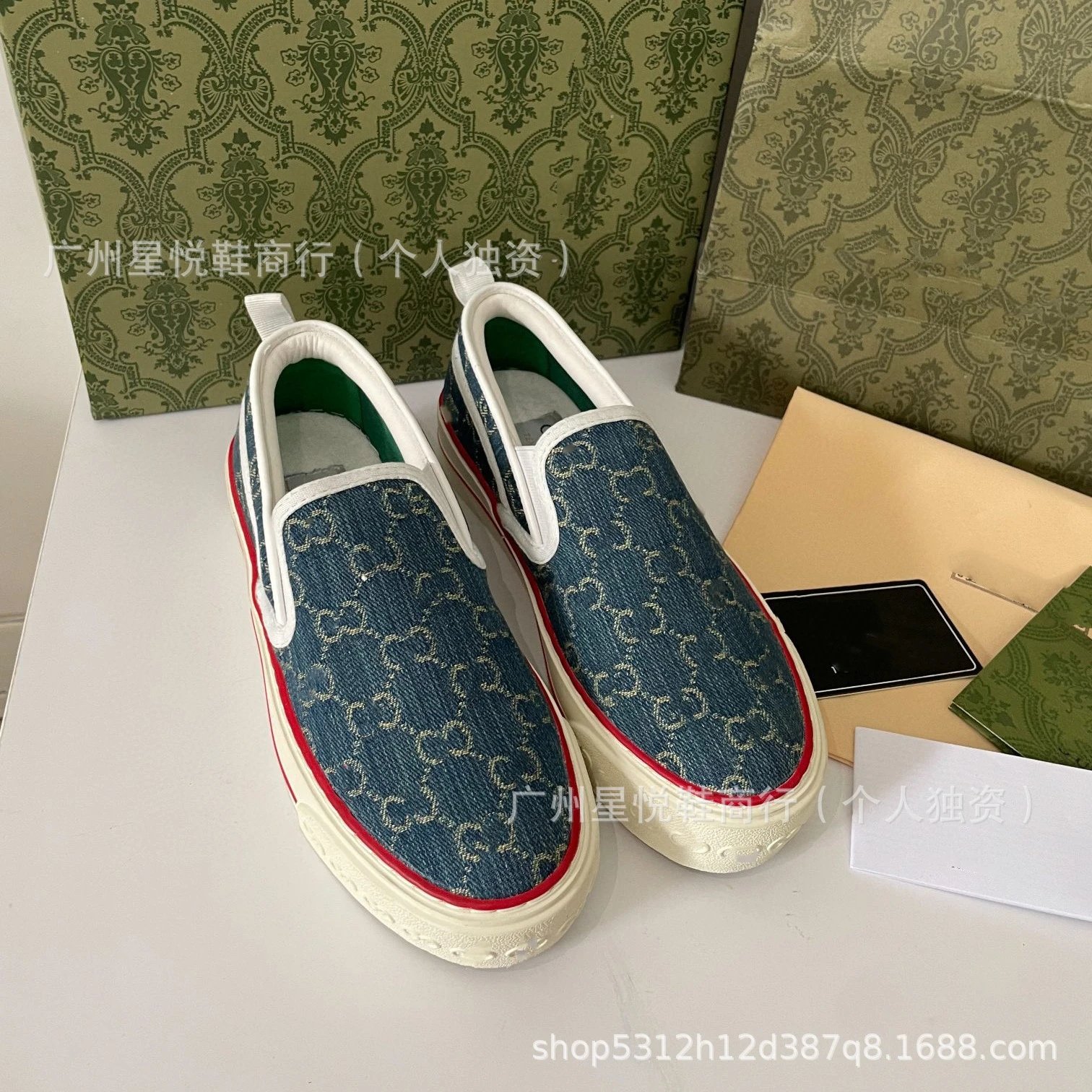 Gucci x Doraemon Slip-On Sneakers Brown Multicolor Canvas Shoes - 9