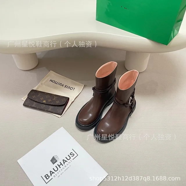 Unbranded Boots Low-Heel Ankle with Braided Strap and Metal Triangle Detail product detail image 10