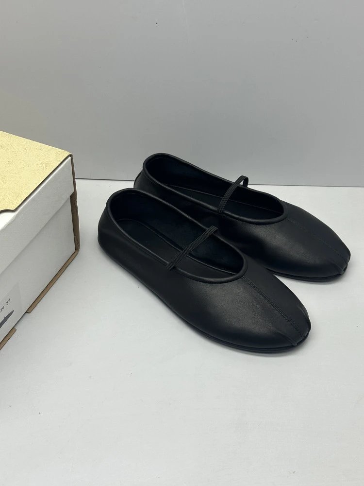 Brown Leather Mary Jane Flat Shoes - 14