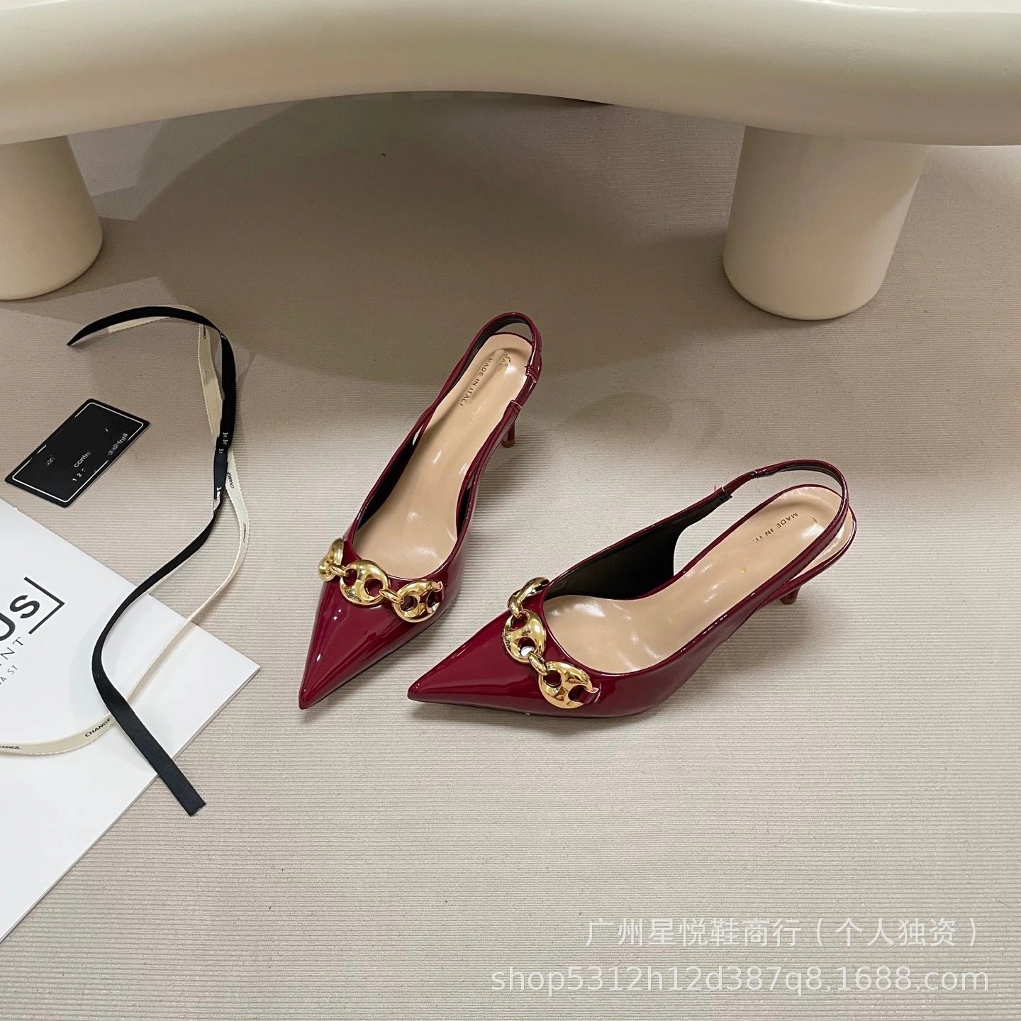 Gucci Marmont Chain Loafer Pink Pointed-Toe Slingback Heels - 6