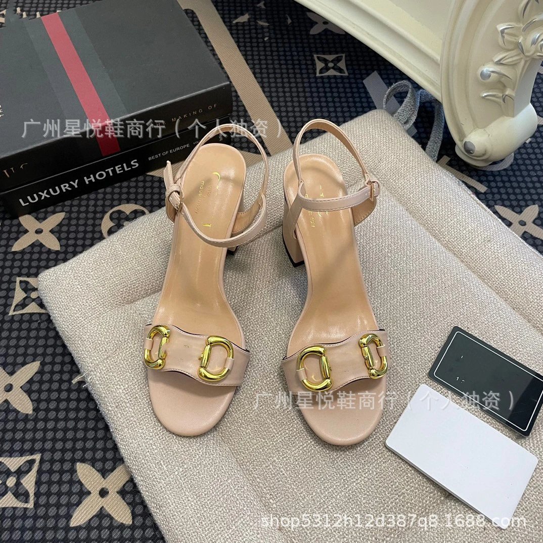 Gucci Horsebit Sandals Black Gold Block Heels - 9