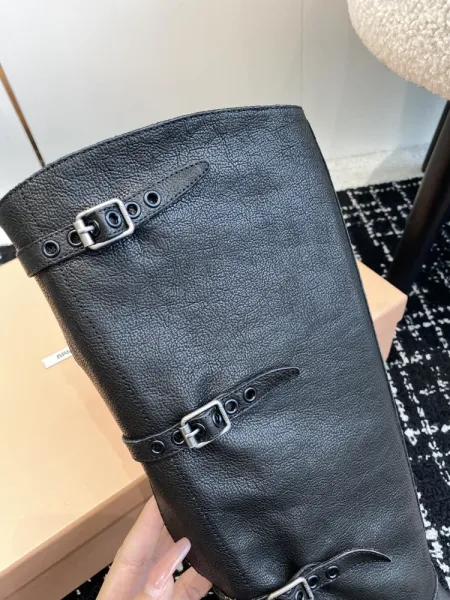 Miu Miu Buckled Combat Boots Black - 22