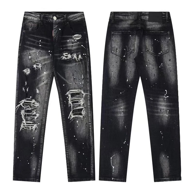 Dsquared2 Graffiti-Print Distressed Denim Shorts Black - 6