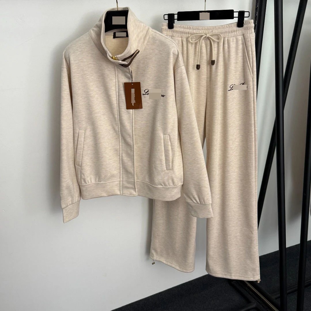 GRA Beige Ribbed Zip-Up Tracksuit Set - 5