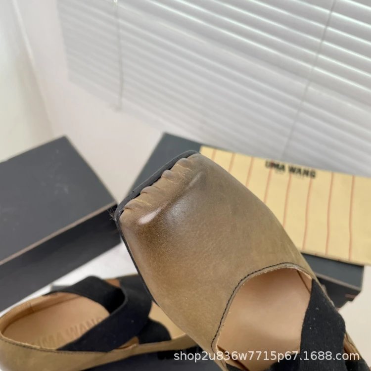 UMA WANG Square-Toe Mary Jane Heels Beige Leather Shoes - 43