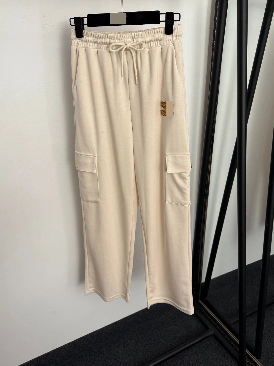 GRA Short-Sleeve Cropped Hoodie and Cargo Sweatpants Set Beige - 10