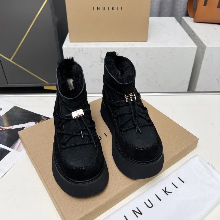 INU IKII Platform Ankle Boots Black