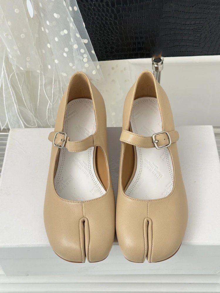 Black Mary Jane Block Heel Leather Shoes - 21