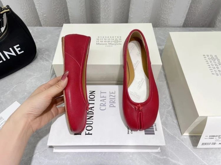 Maison Margiela Tabi Flat Brown Leather Shoes - 13