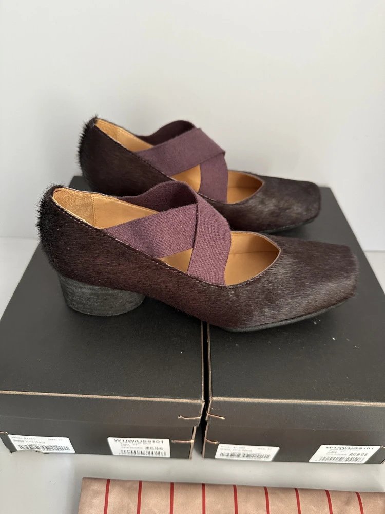 Uma Wang Square-Toe Mary Jane Block Heels Black Shoes - 10