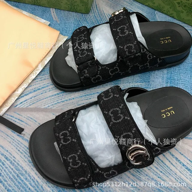 Gucci Sandals Rhinestone Double G Two-Strap Velcro Slide product detail image 3