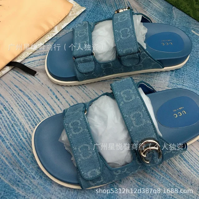 Gucci Sandals Rhinestone Double G Two-Strap Velcro Slide product detail image 8