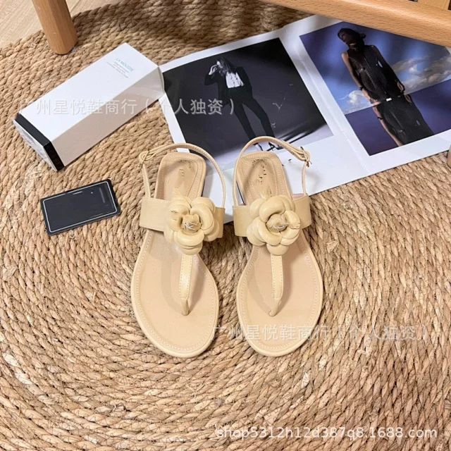 Unbranded Sandals Ankle-Strap Thong with Quilted Footbed and Pearl Flower Embellishment product detail image 11