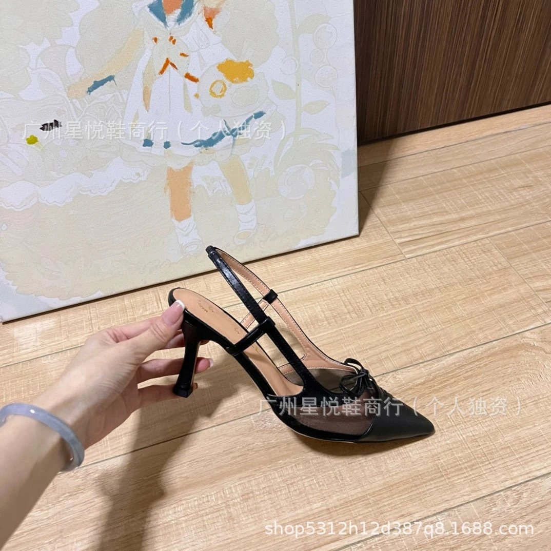 Chanel-Inspired Slingback Pointed-Toe Heels Black - 14