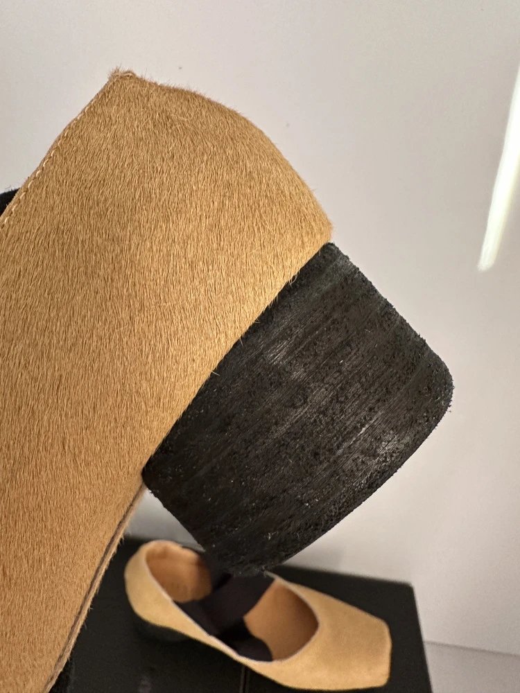 Uma Wang Square-Toe Mary Jane Block Heels Black Shoes - 38
