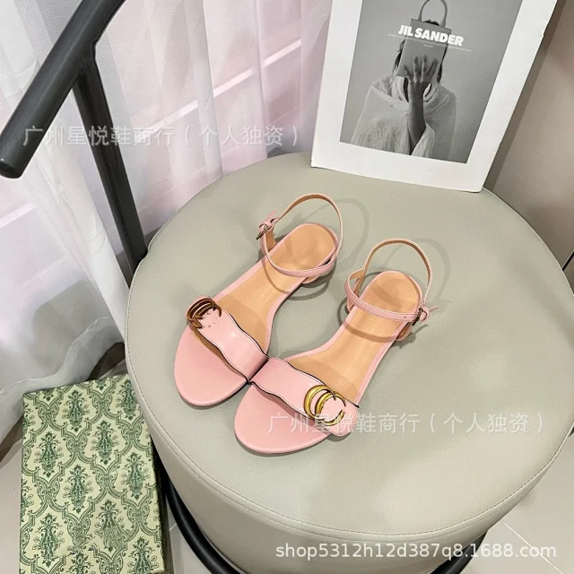 Unbranded Sandals Ankle-strap flat with double-ring ornament product detail image 6