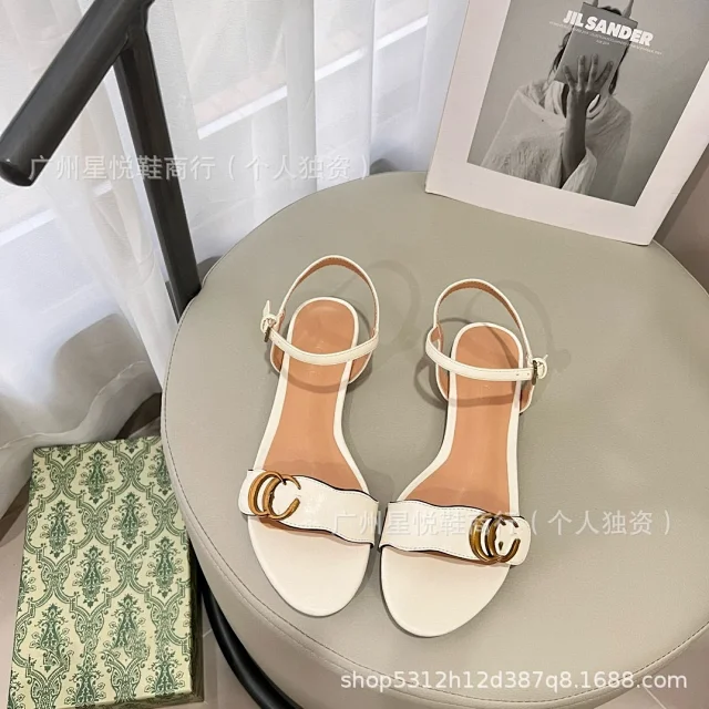 Unbranded Sandals Ankle-strap flat with double-ring ornament product detail image 11