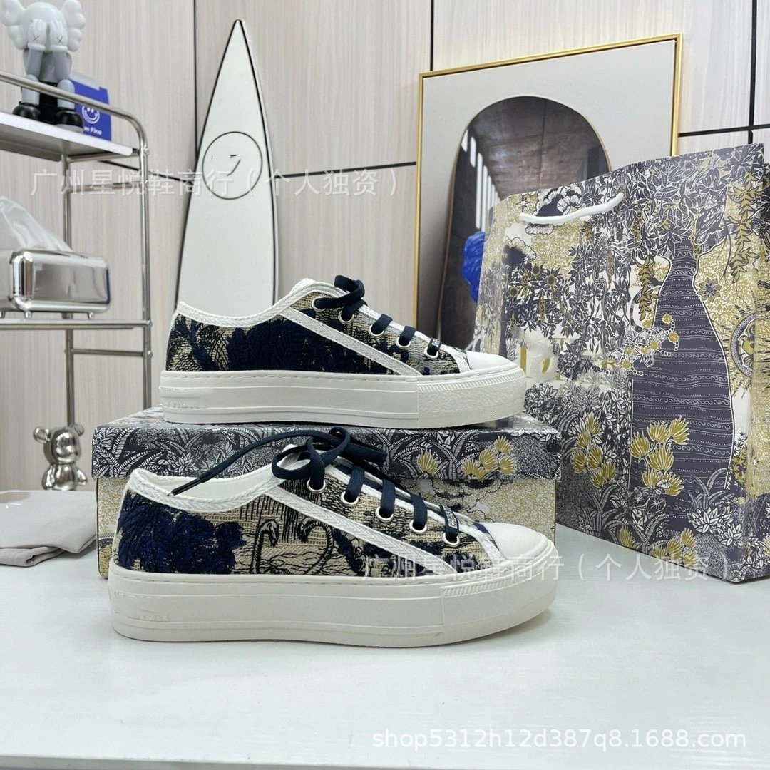 Dior B23 Low-Top Sneakers Peach Floral Mesh Canvas Shoes - 2