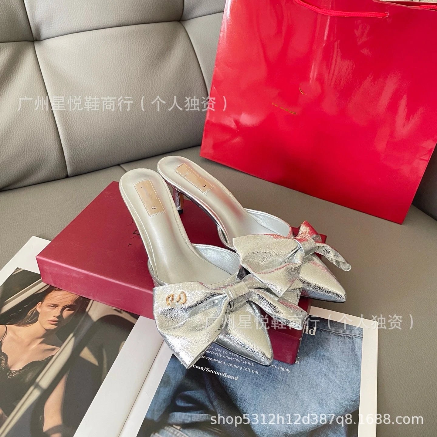 GRA Bow-Knot Mule Silver Heels - 16